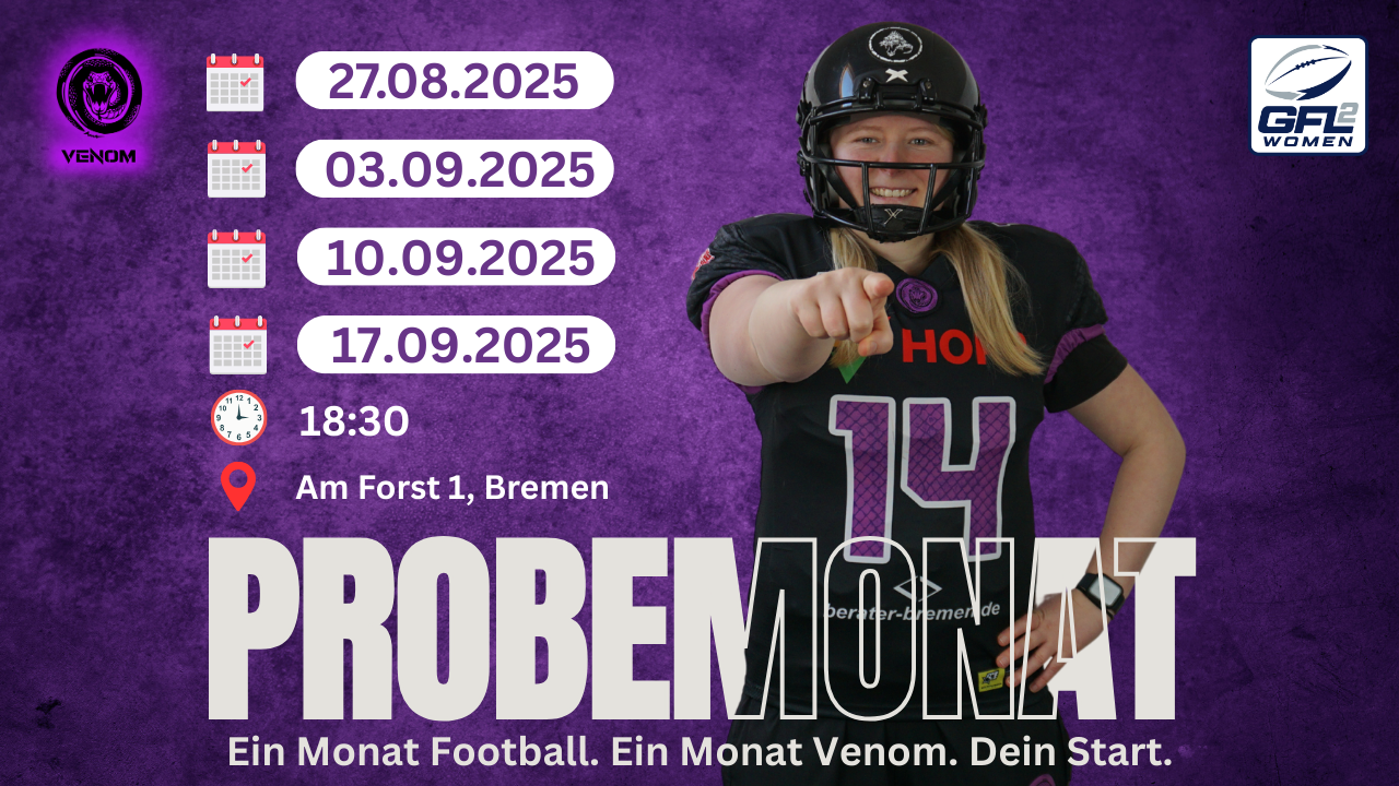 news venom lililenthal Probemonat bei Bremen Venom – Football unverbindlich ausprobieren