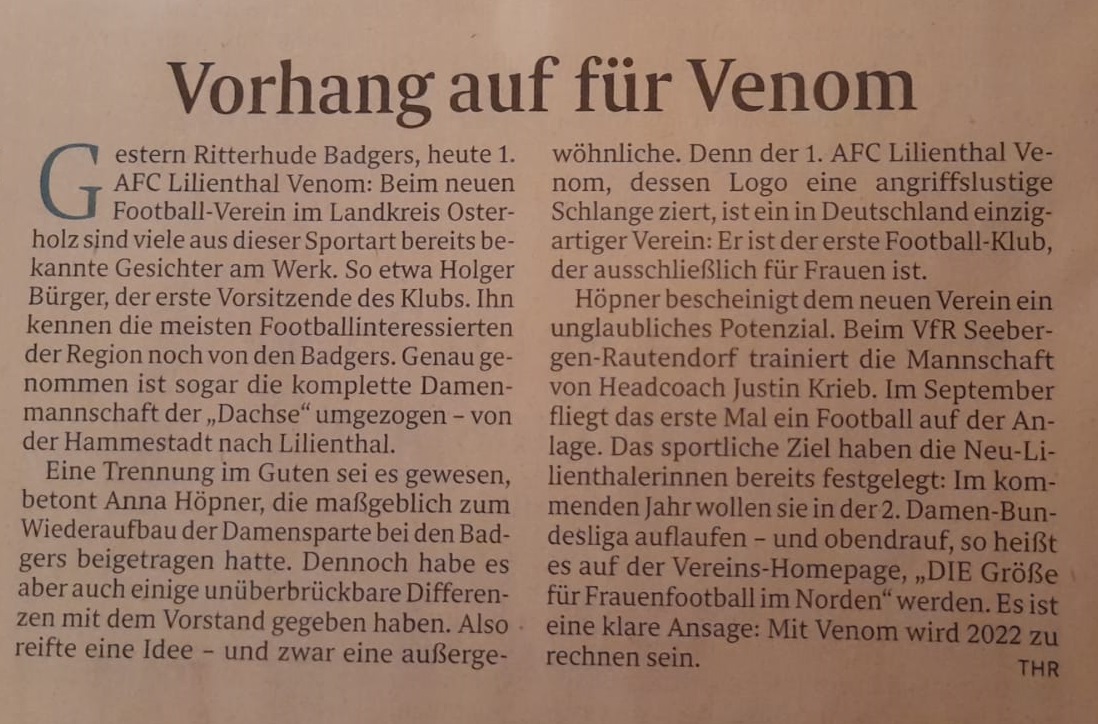 news venom lililenthal Im Jahresrückblick vom Osterholzer Kreisblatt